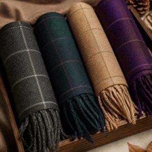 Checked Wool Muffler – Jade & Violet