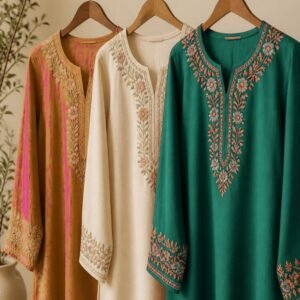 Embroidered Kurti – Jade & Pink