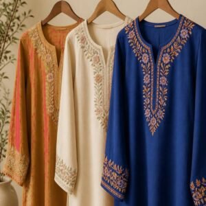 Embroidered Kurti – Navy & Red