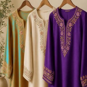 Embroidered Kurti – Purple & Teal