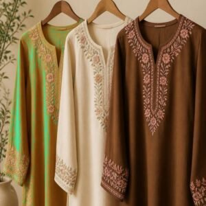 Embroidered Kurti – Rust & Green