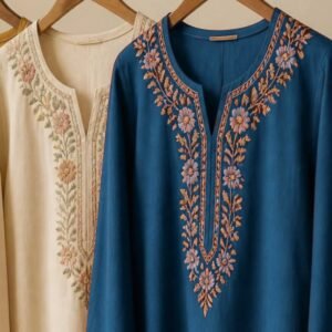Kids Embroidered Kurti – Sky Blue