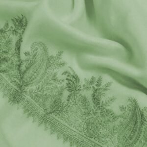 Sage Green Sozni Embroidered Shawl