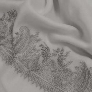 Silver Grey Sozni Embroidered Shawl