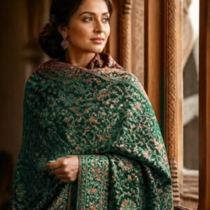 Women's Embroidered Pashmina Shawl – Bottle Green