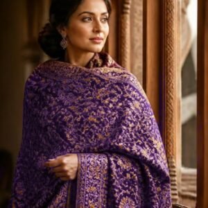 Women's Embroidered Pashmina Shawl – Purple
